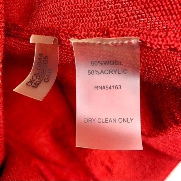 Calvin Klein red wool blend sweater with sequins L - Picture 7 of 8